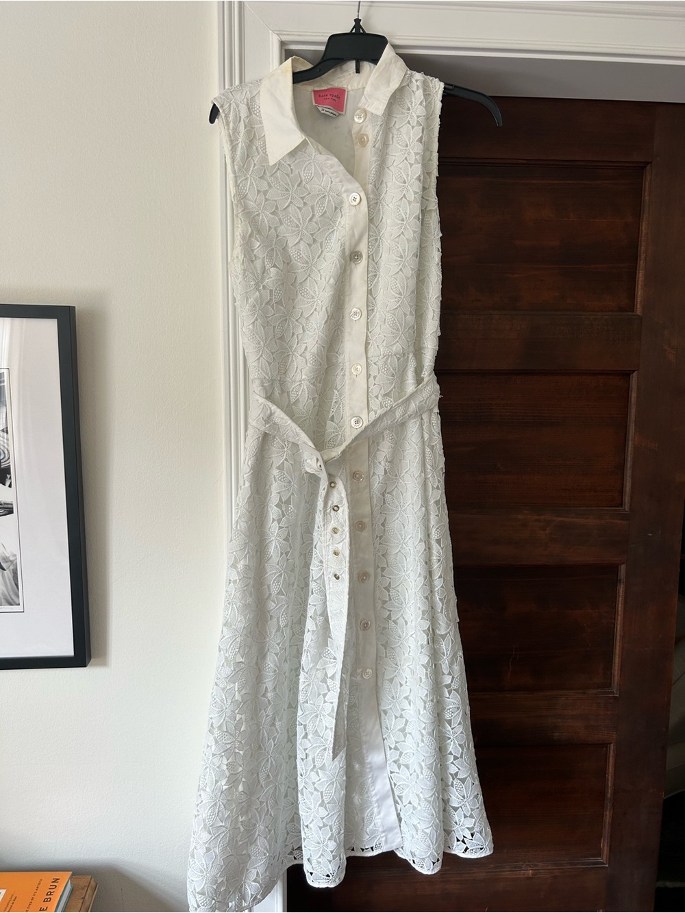 Kate Spade White Lace Midi Shirtdress Size 12